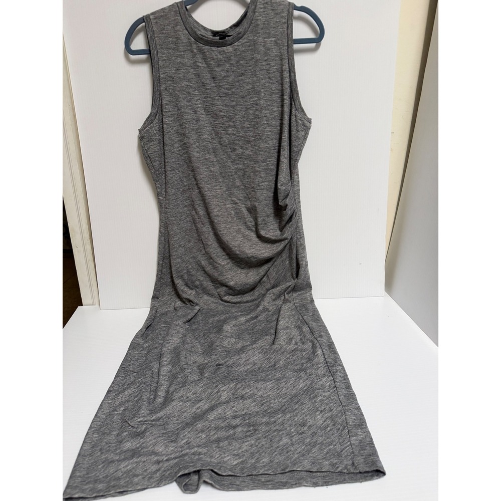 Banana Republic Gray Sleeveless Side Drape Midi Dress Tall Large Heathered Knit